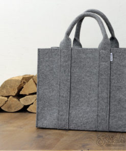 Filztasche für Kaminholz hellgrau